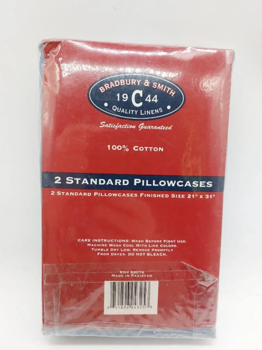 Bradbury & Smith 2 Standard Pillowcases 100% Cotton Blue 21x31